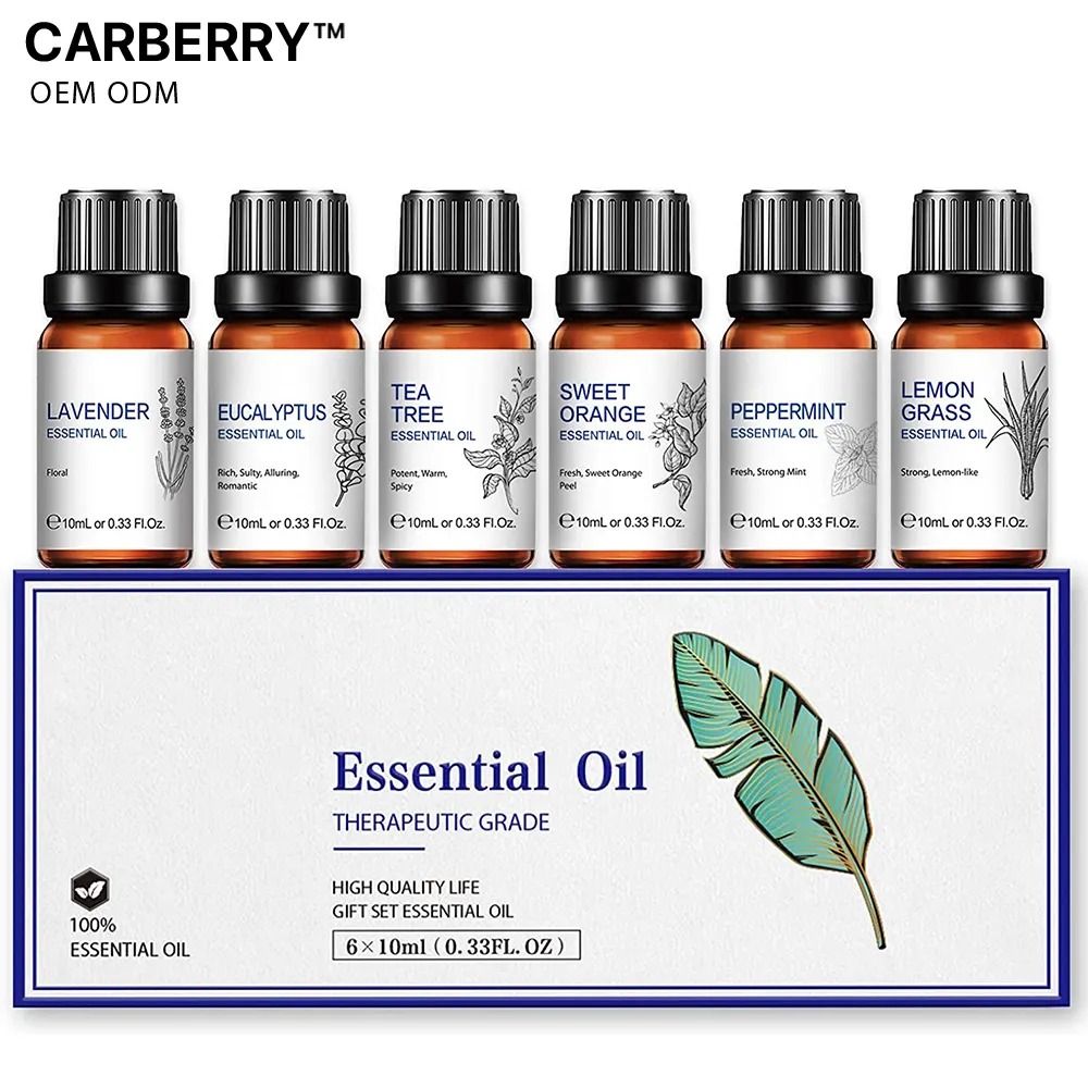 Oli essenziali biologici al 100% oli di grado terapeutico Top 6 Set di oli essenziali aromatici confezione regalo per umidificatore diffusore