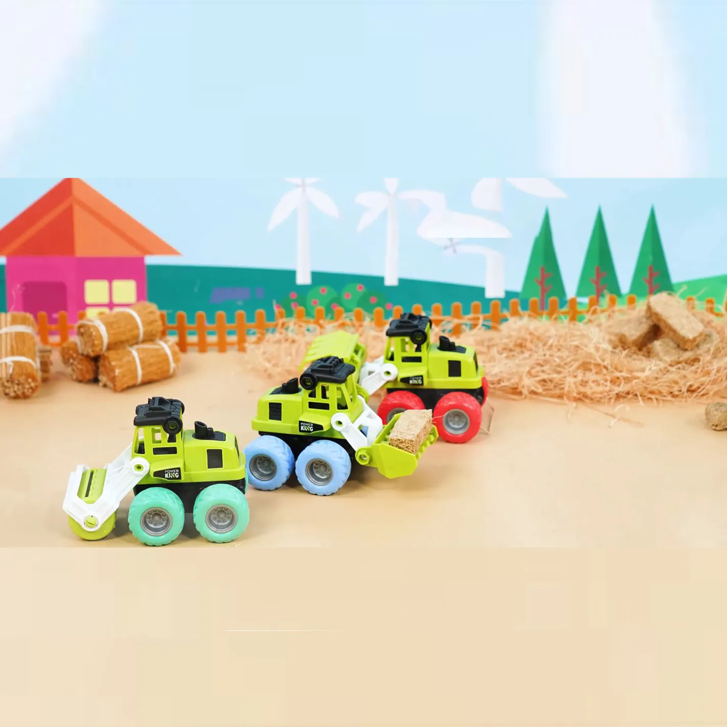 Serie de vehículos de Ingeniería Agrícola, camión volquete, coche de juguete de fricción para niños. Caja de presentación de dibujos animados de Venta caliente Unisex 1:64 JBM Juguetes