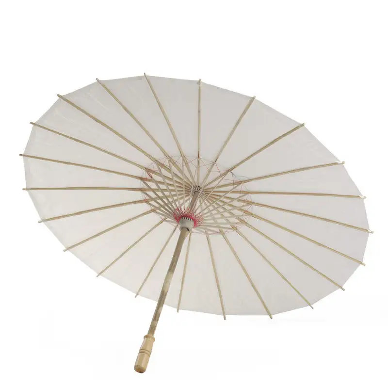 紙と竹の傘40/60/80 cm木製ハンドル付きホワイトペーパーパラソル折りたたみ傘結婚式用太陽傘