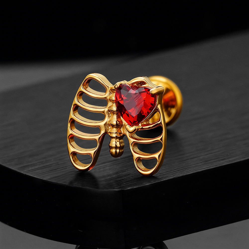 Titane PVD Or/Grenat CZ