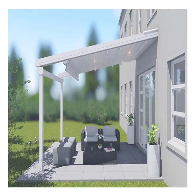 Toldo Gazebo impermeable retráctil de refugio al aire libre inteligente motorizado moderno con pantalla solar lateral