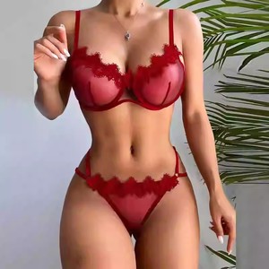 女士性感内衣套装厂家批发内衣两件套无缝性感热辣文胸蕾丝透明女士文胸套装