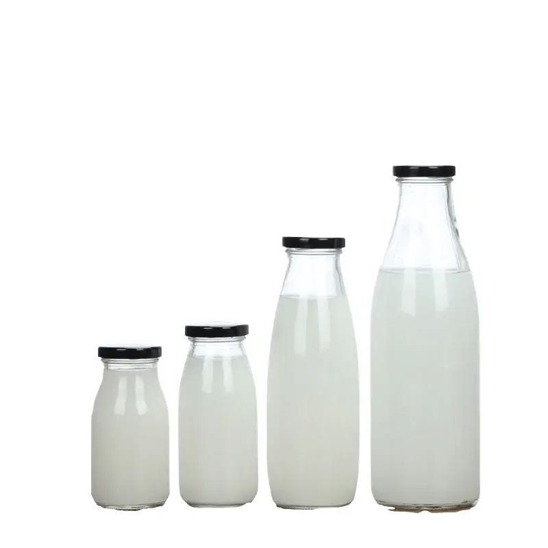 Botella de cristal transparente para zumo de leche, 200ml, 250ml, 500ml, 1000ml, gran oferta