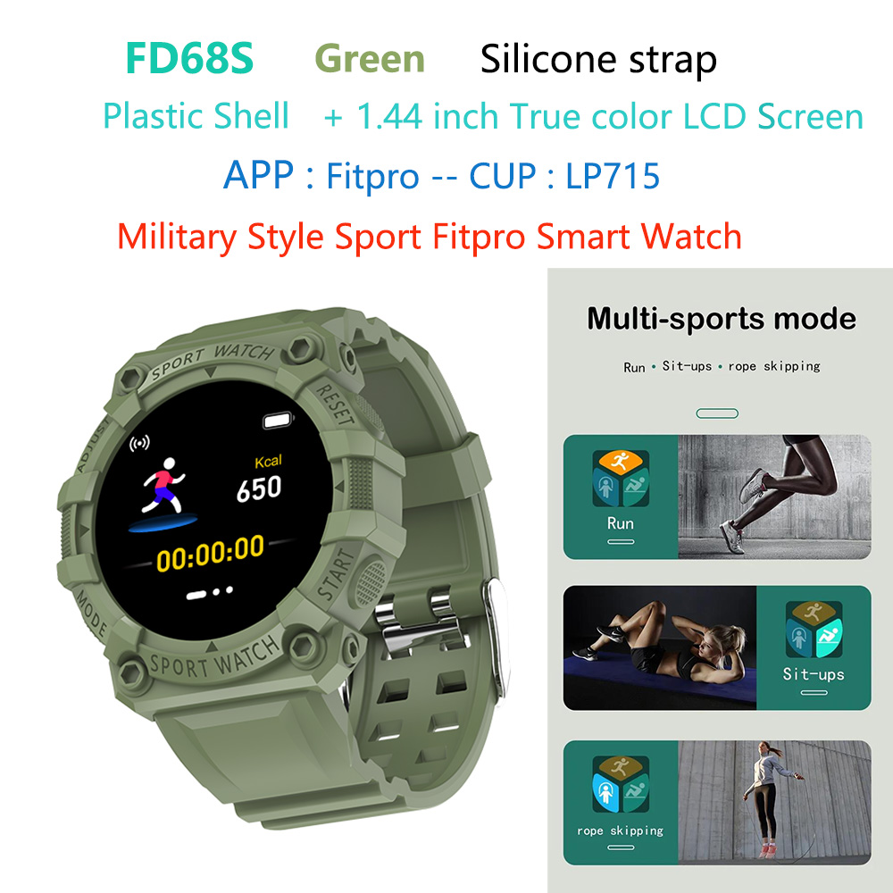 reloj inteligente deportivo militar verde FD68S