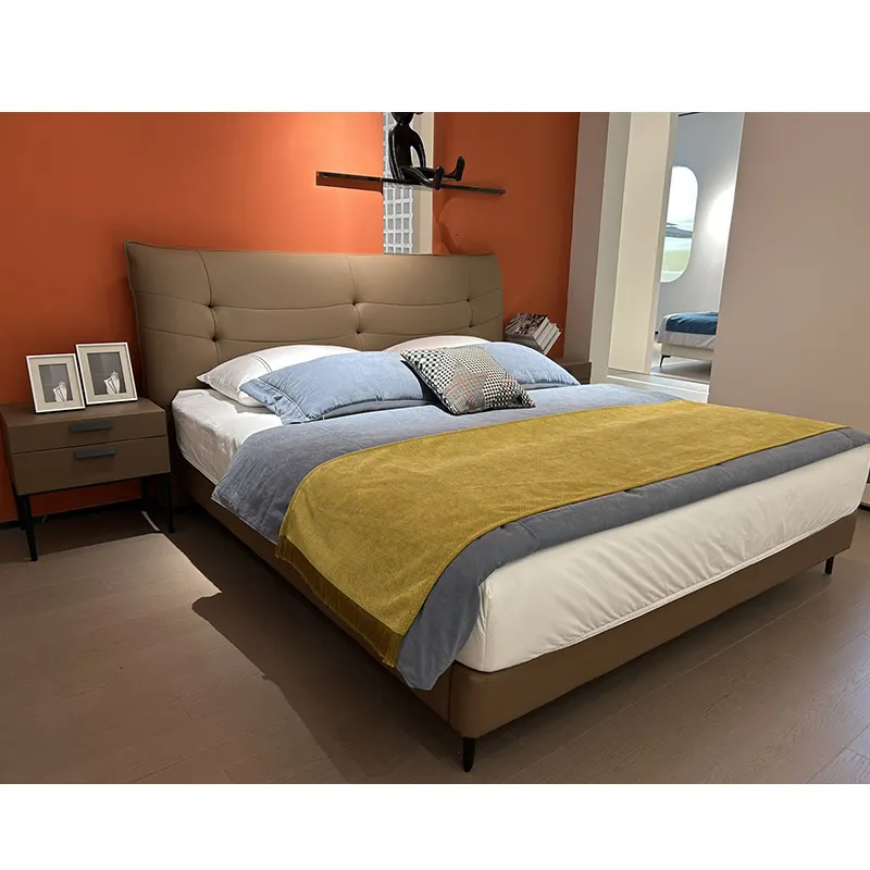 Fabriek King Queen Lederen Bed 1.8 M Dubbel Bed Meubels Slaapkamerset Meubels Met Mooie Kwaliteit