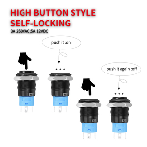 12mm <strong>Install</strong> Small Round 5V Power LED Selflocking Illuminated Pushbutton <strong>Switch</strong> Waterproof ON-OFF <strong>Push</strong> <strong>Button</strong> <strong>Switch</strong> With 4 Pins - Product Image 4