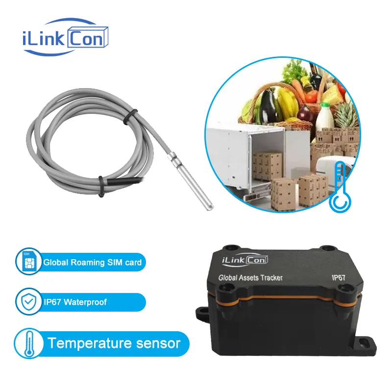 Ilinkcon อุปกรณ์ติดตามสินค้าและเซ็นเซอร์อุณหภูมิใช้ได้กับ Ip67จีพีเอสสินทรัพย์ระดับโลกขนาดเล็ก3ปี