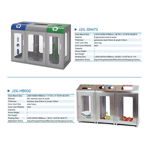 Factory <strong>Custom</strong> 3 Compartment Trash Bin Galvanized Steel <strong>Garbage</strong> Can Sanitation <strong>Containers</strong> Recycling Bin - Product Image 4