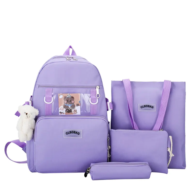 CLBD Sac à dos en toile pour garçons et filles 5 pièces combinaison de voyage ensemble étanche de grande capacité