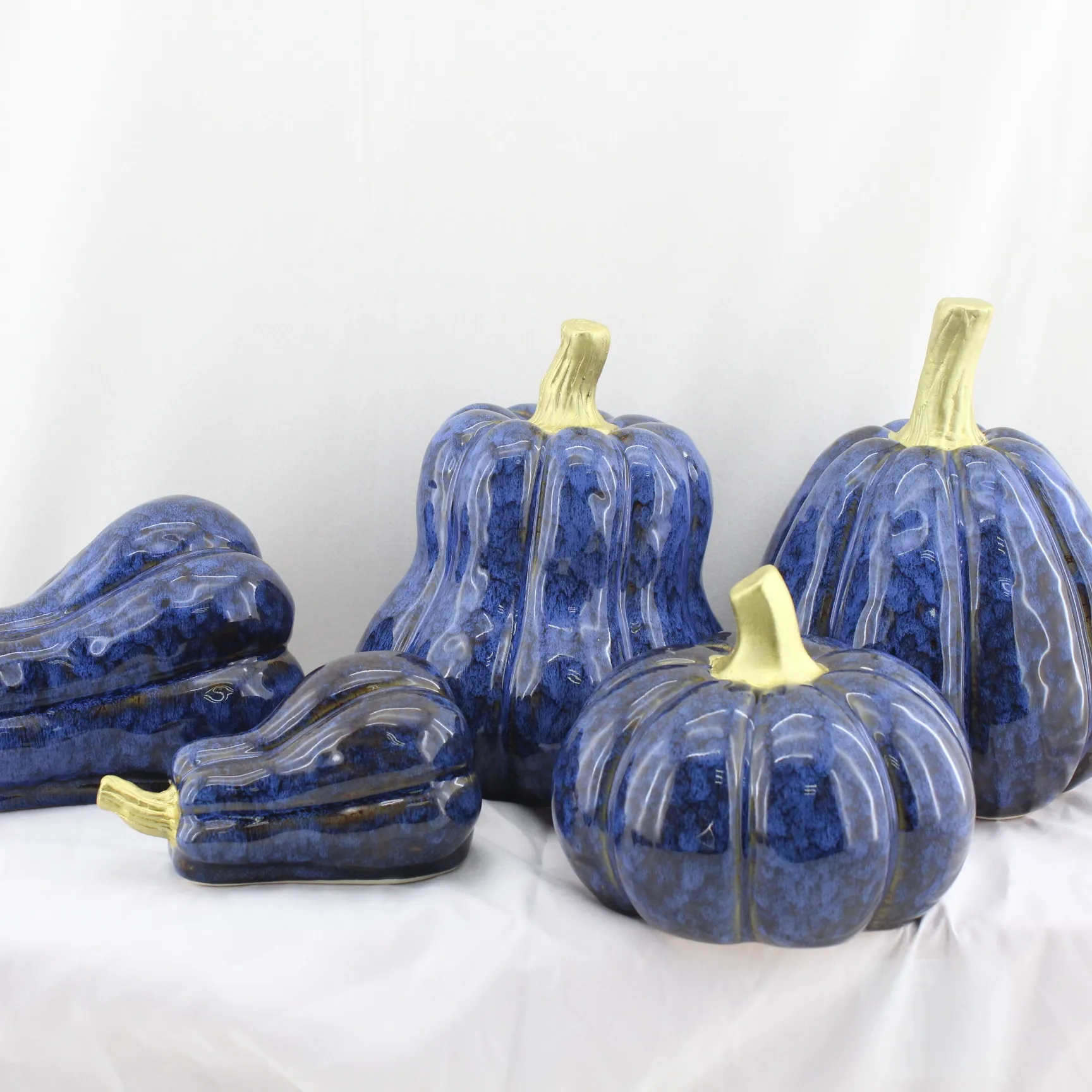 Surtido de calabazas artificiales de cerámica para Halloween, adornos decorativos rústicos de imitación para otoño, Halloween y acción de gracias, cerámica