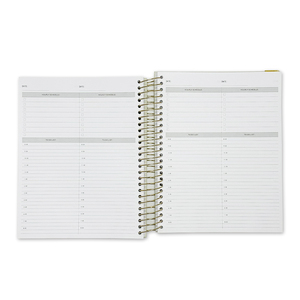 2025 Benutzer definierter A5-Planer Neues <span class=keywords><strong>Design</strong></span> Benutzer definierter Druck Hardcover-Notizbuch Golds tempel Spirale Täglich Wöchentlich Monatliche Box verpackt