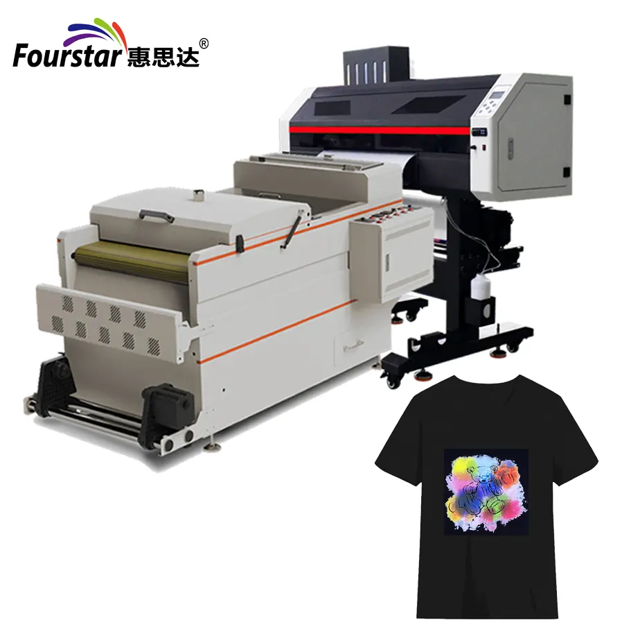 Máquina de impressora dtf de 60cm, venda quente, duas cabeças i3200, tudo em um com máquina agitadora de pó