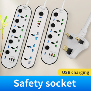 2 metre bakır tel dişi uçlu uzatma kablosu 4 çıkışları 3 USB portları ile anahtarları soket 3 Port fiş uzatma soket - Product Image 5