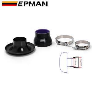 EPMAN Universal Racing Intake Inlet Velocity Stack 3&quot; Short Cold Air Compressor <strong>Turbo</strong> Horn Kit EP-BOV1009DDLB
