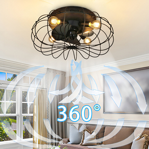 Quạt Trần Điều Chỉnh Gắn Phẳng Hiện Đại Quạt Trần Điều Khiển Từ Xa Màu Đen Công Nghiệp Có Đèn Quạt Đèn Led - Product Image 6