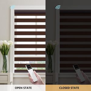 Persianas enrollables eléctricas de cebra, estilo de diseño francés, función de privacidad, persianas enrollables motorizadas, tela de protección solar para oficina, Control Alexa - Product Image 4