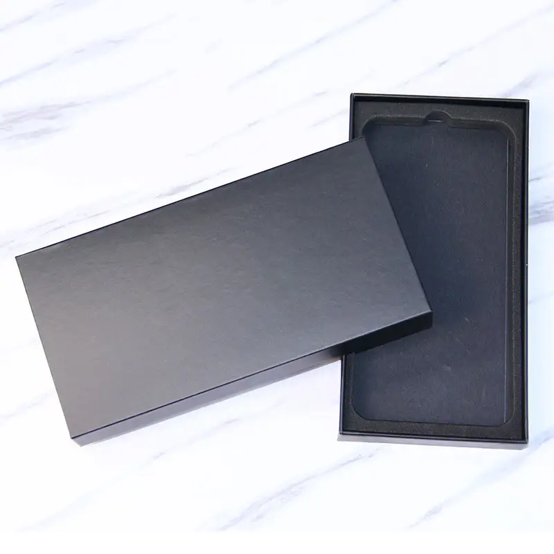 Boîte noire personnalisée Emballage de boîtier de téléphone portable Boîte cadeau Boîte d'emballage neutre