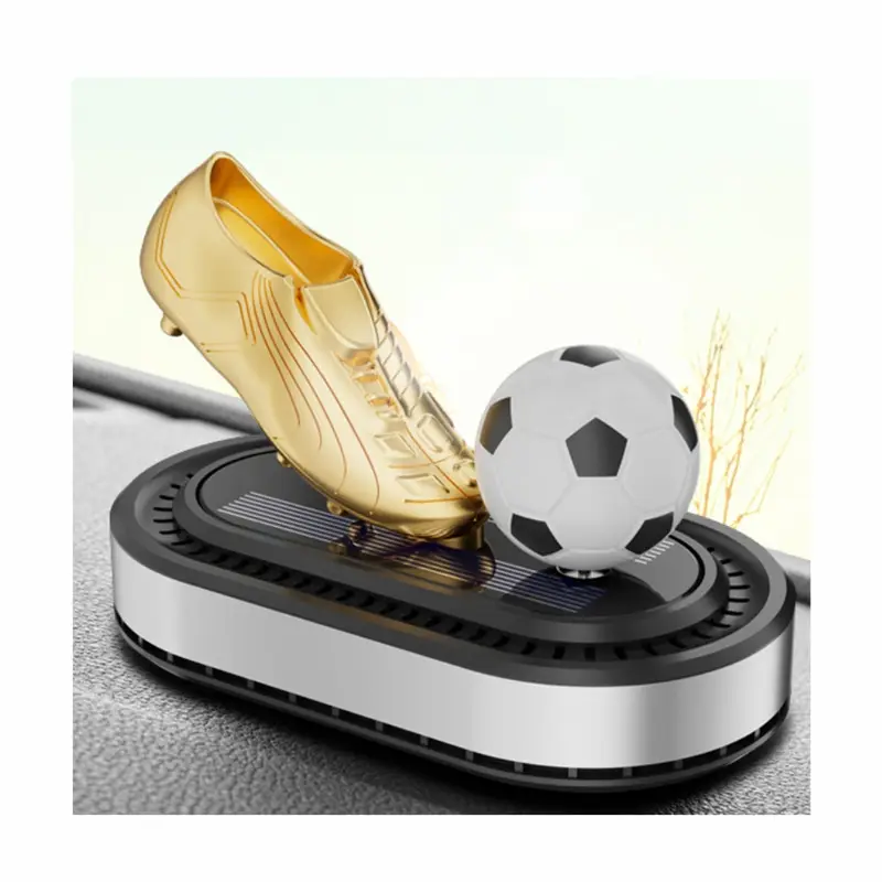 Golden Boot Futebol Solar Rotating Car Air Freshener Soccer Solar Revolving Enduring Fragrância acessórios do carro
