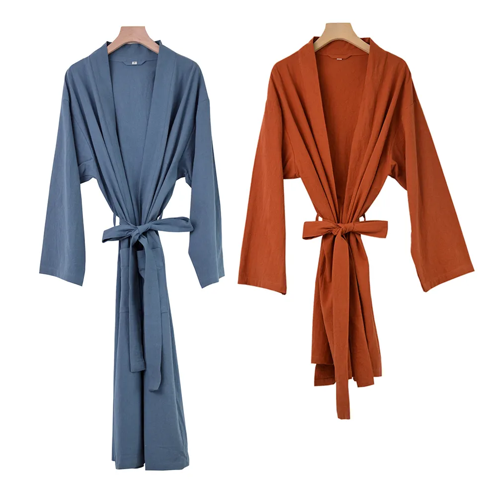 Vente en gros Peignoir 100% coton de luxe personnalisé pour femme Peignoir long ou court Kimono Robe