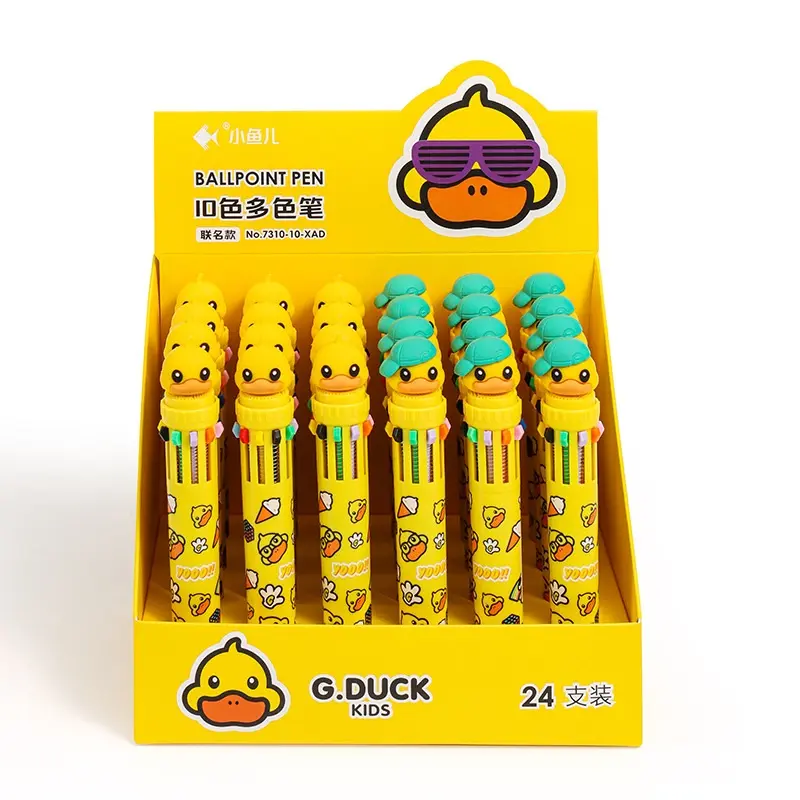 Promozionale multicolore penna a sfera 10 colori in 1 con animale personaggio dei cartoni animati top 0.5mm, penna di colore di plastica