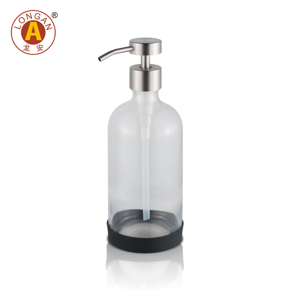 Pompe à lotion mate (F15) + Bouteille transparente avec sous-verre en silicone