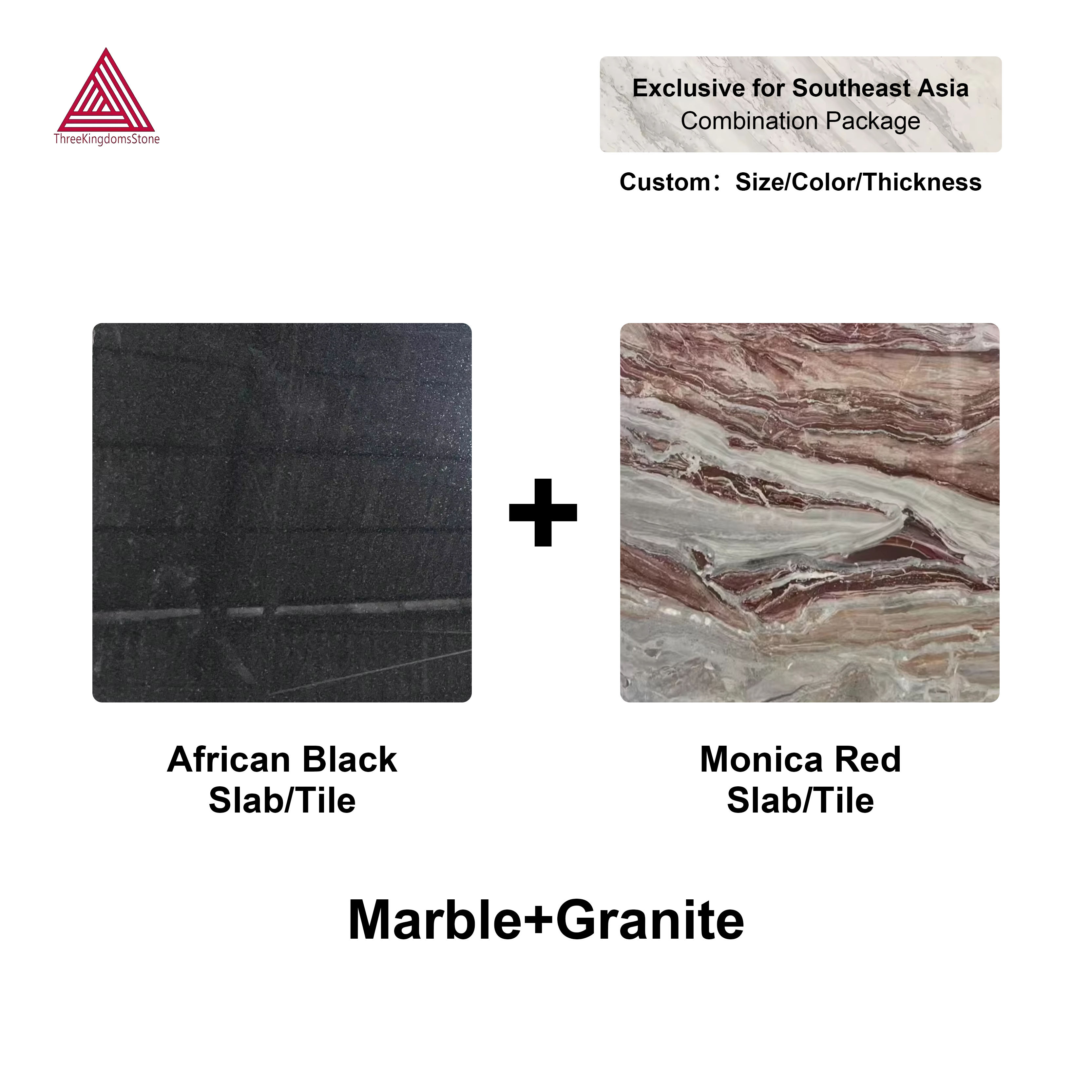 Pierre/Carreau Noir Africain + Pierre/Carreau Rouge Monica