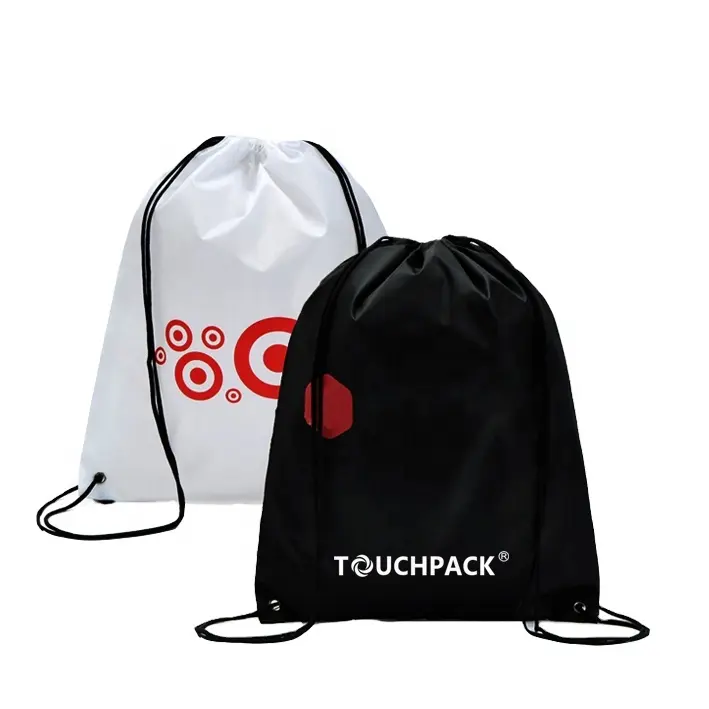 Reklamlar Logo baskı promosyon çantası 210 D Polyester spor çanta ipli çanta