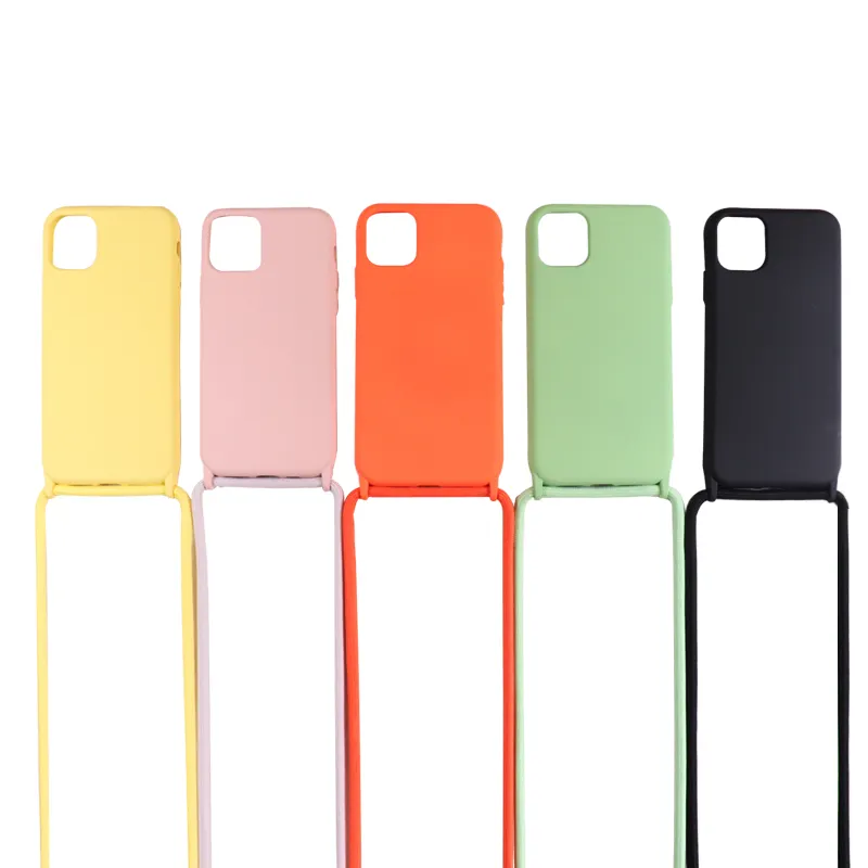 Funda de teléfono de silicona cruzada con cordón de cuerda de lujo para iPhone 11 14 13 Pro Max X Xs 7 8 6s Plus