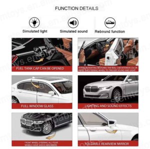 1:24 7 Series 760Li Unisex Alloy Die-Cast <strong>Model</strong> Toy Car Sound Light &amp; Pullback Feature with Open Doors - Product Image 6