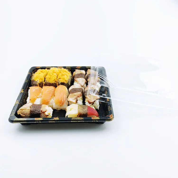 Ingrosso stile moderno conveniente Sushi contenitore cibo aperto coperchio Anti nebbia scatola di sushi in plastica per portare fuori
