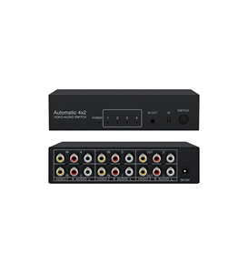 AV <strong>Video</strong> and Audio Automatic Switcher 4 in 2 Out Remote Control Selection Chip <strong>Switch</strong> 4port - Product Image 1