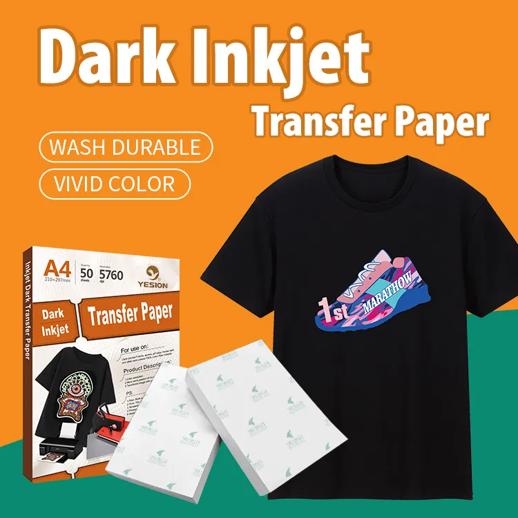 Papel de transferencia para camisetas, impresión de inyección de tinta, papeles de impresión de camisetas oscuras