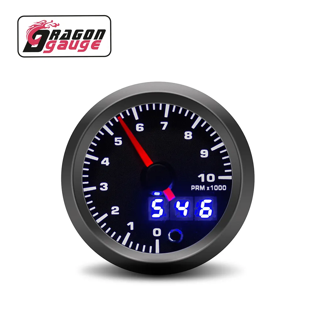 Dragon Gauge Dubbele Display 2 Inch 52Mm Auto Motor Universele Rpm Meter Motorfiets Meter Auto Toerenteller Digitale Gauge (6360)