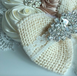 <strong>Adorable</strong> Newborn Lace Headband Girls Flower Headband Wide Lace Headband with Linen <strong>Bows</strong> - Product Image 4