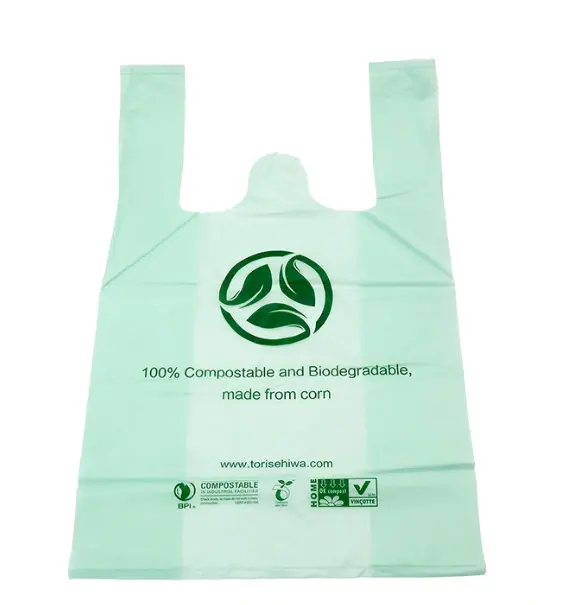 Биоразлагаемые пластиковые продуктовые пакеты Многоразовые Пакеты для покупок в супермаркете перерабатываемые пластиковые сумки для футболок с ручкой