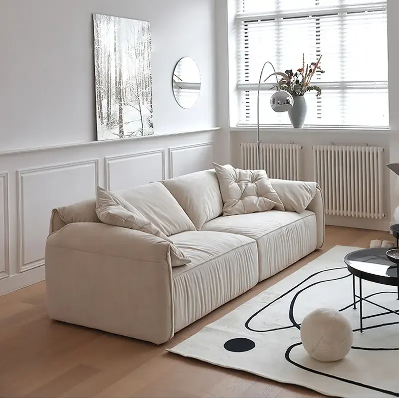 Ensemble de meubles italiens de luxe classique technologie sans lavage tissu vers le bas salon villa grand canapé ensemble tofu bloc canapé