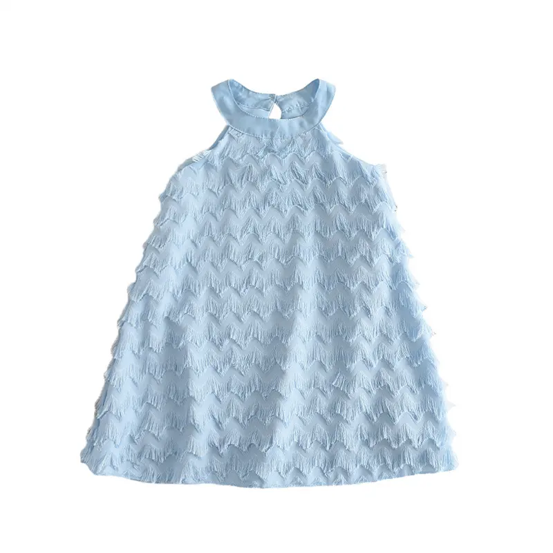 Girls summer dress in small children's mesh gauze skirt cross-border hanging neck dress skirt dream children's sky blue princess