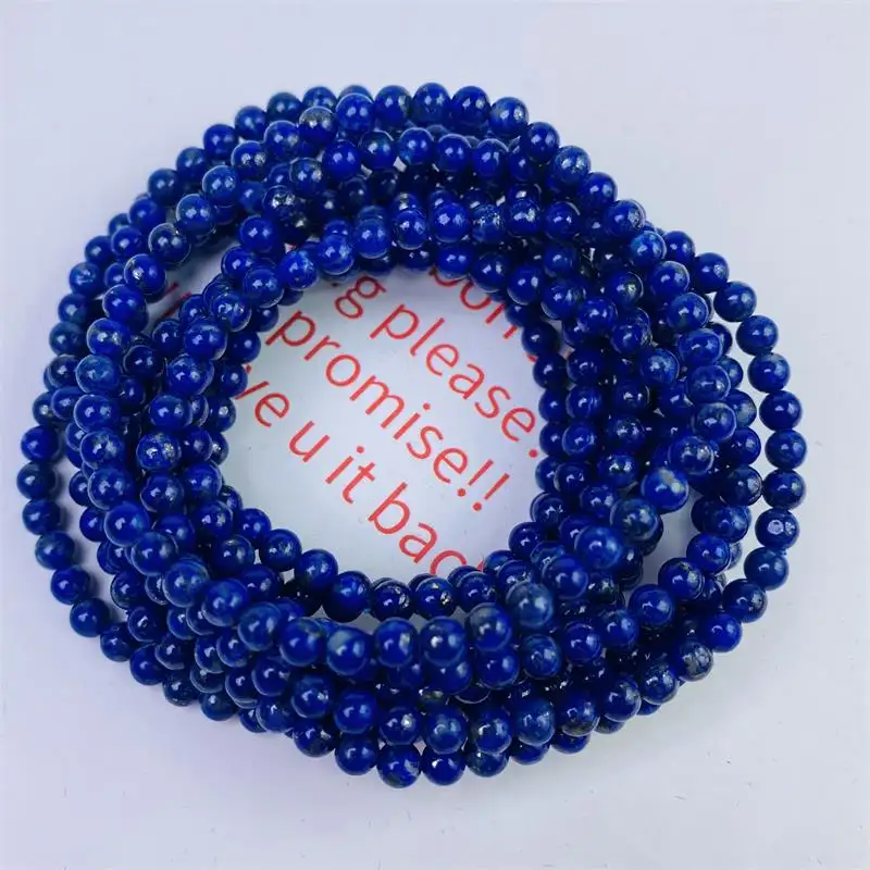 Wholesale natural mini sizes blue round beads gemstone bangle lapis lazuli crystal bracelet for gifts