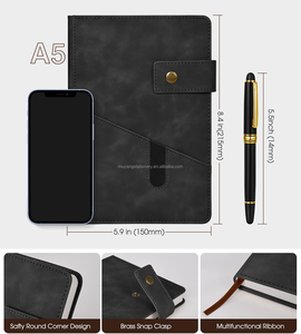 Planificador 2025 con bolsillo elástico, diseño de cubierta personalizado, diarios de bolígrafo rojo A5, cubierta de tela plana para cuaderno con ranura para bolígrafo - Product Image 3