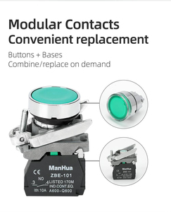 ManHua 22MM wasserdichter Druckknopf schalter Momentaner Steuersc halter für flache elektrische Schaltkreise mit Feder rückstellung - Product Image 5