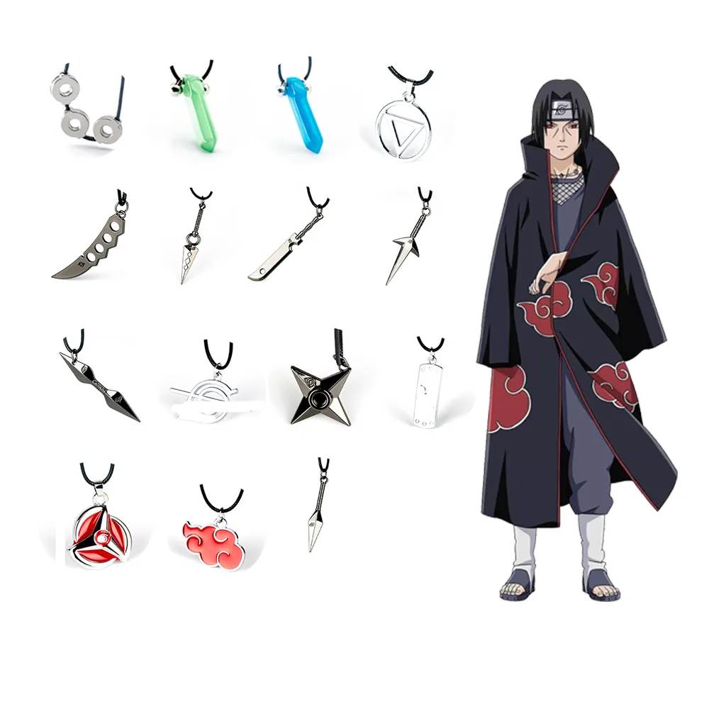 37 estilos Uzumaki Akatsuki Itachi Sasuke Obito Kakashi Tobi Pain Kunai recoger Cosplay Prop Anime aleación collar llavero