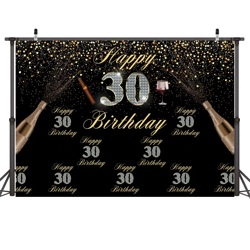 7x5ft 30 40 50 cumpleaños decoración de fiesta Oro Negro Feliz cumpleaños Fondo adulto 30th 40th Aniversario 50th fiesta suministros