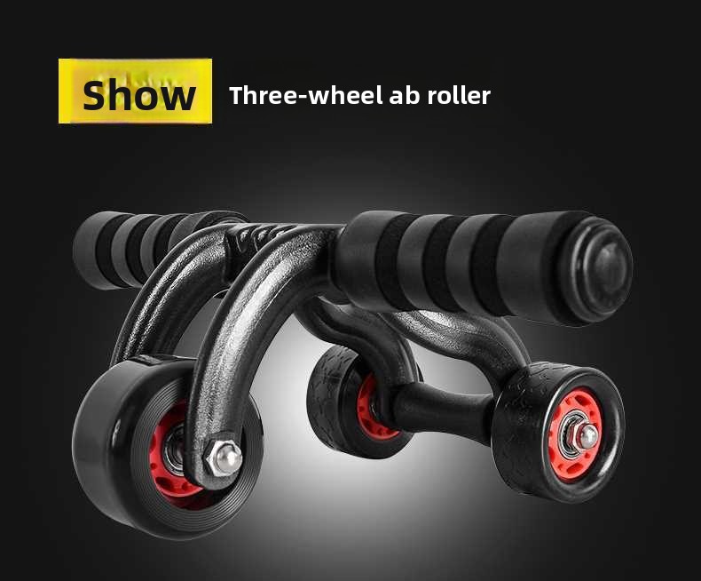 Frog type three wheel fitness abdominal wheel-black