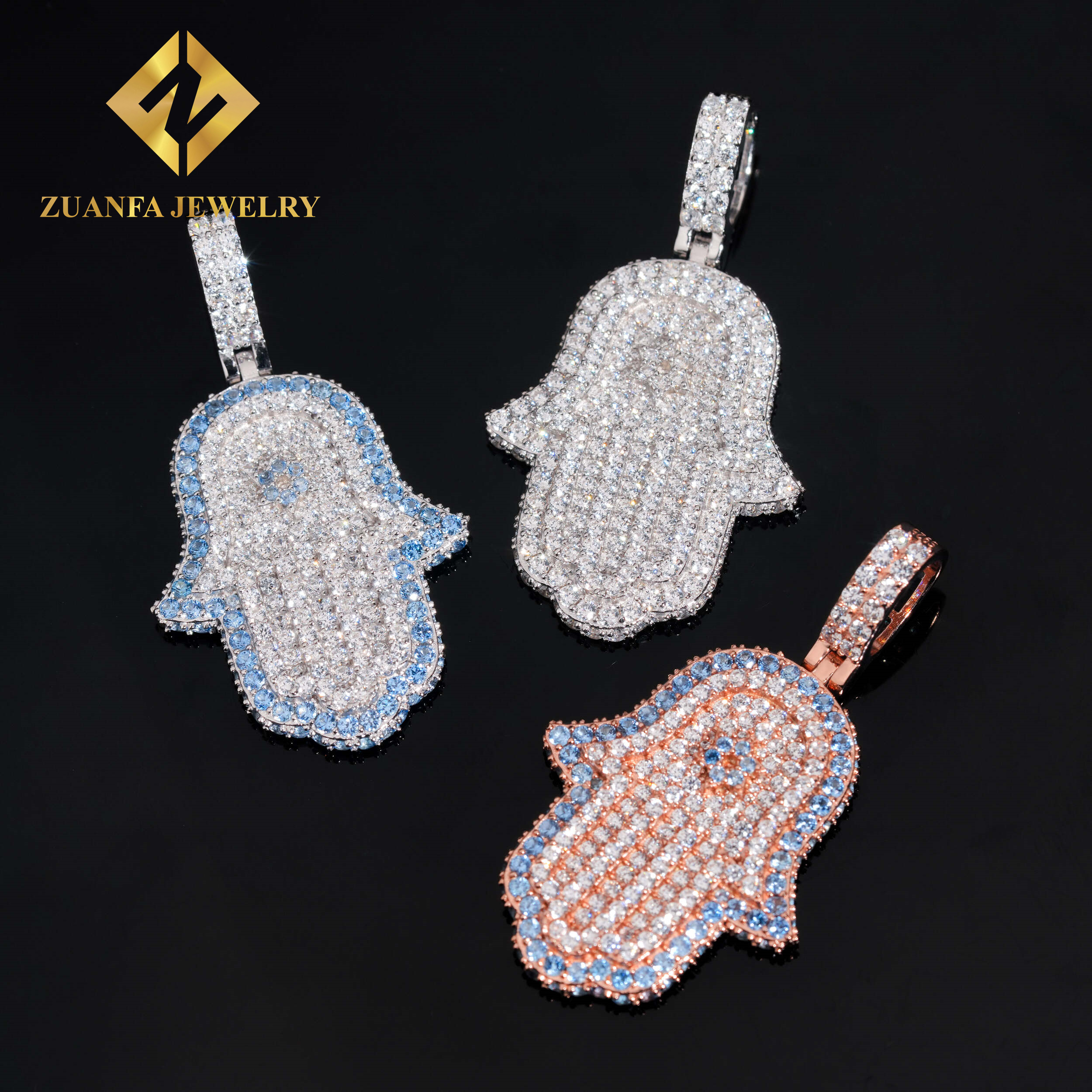 Or rose + zircon bleu