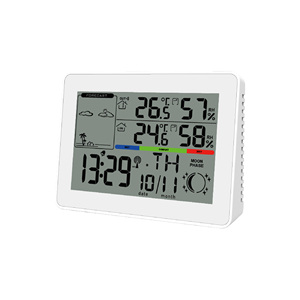 Reloj de estación meteorológica digital ABS con sensor para temperatura, humedad, reloj de escritorio controlado por radio, uso doméstico, compatible con OEM y ODM - Product Image 2