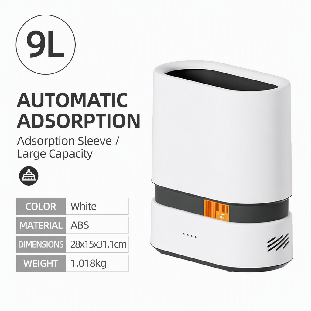 9l white oval trash can-automatic bag laying-ambient
