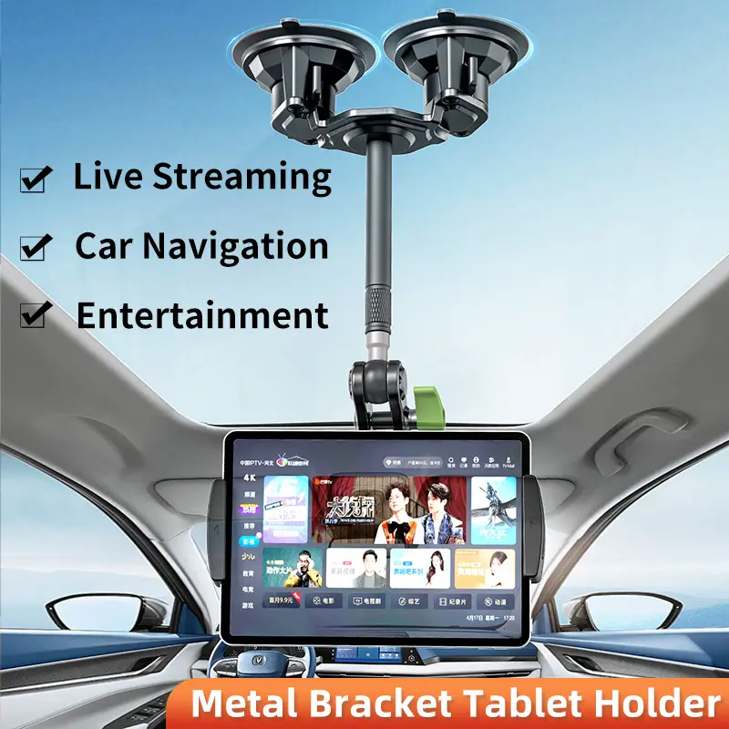 Dual Zuignap Mount Tablet Pc Navigatie Video Watching Houder Stand Voor Ipad 4-12.9 Inch Telefoons Tablets Houder Voor Auto