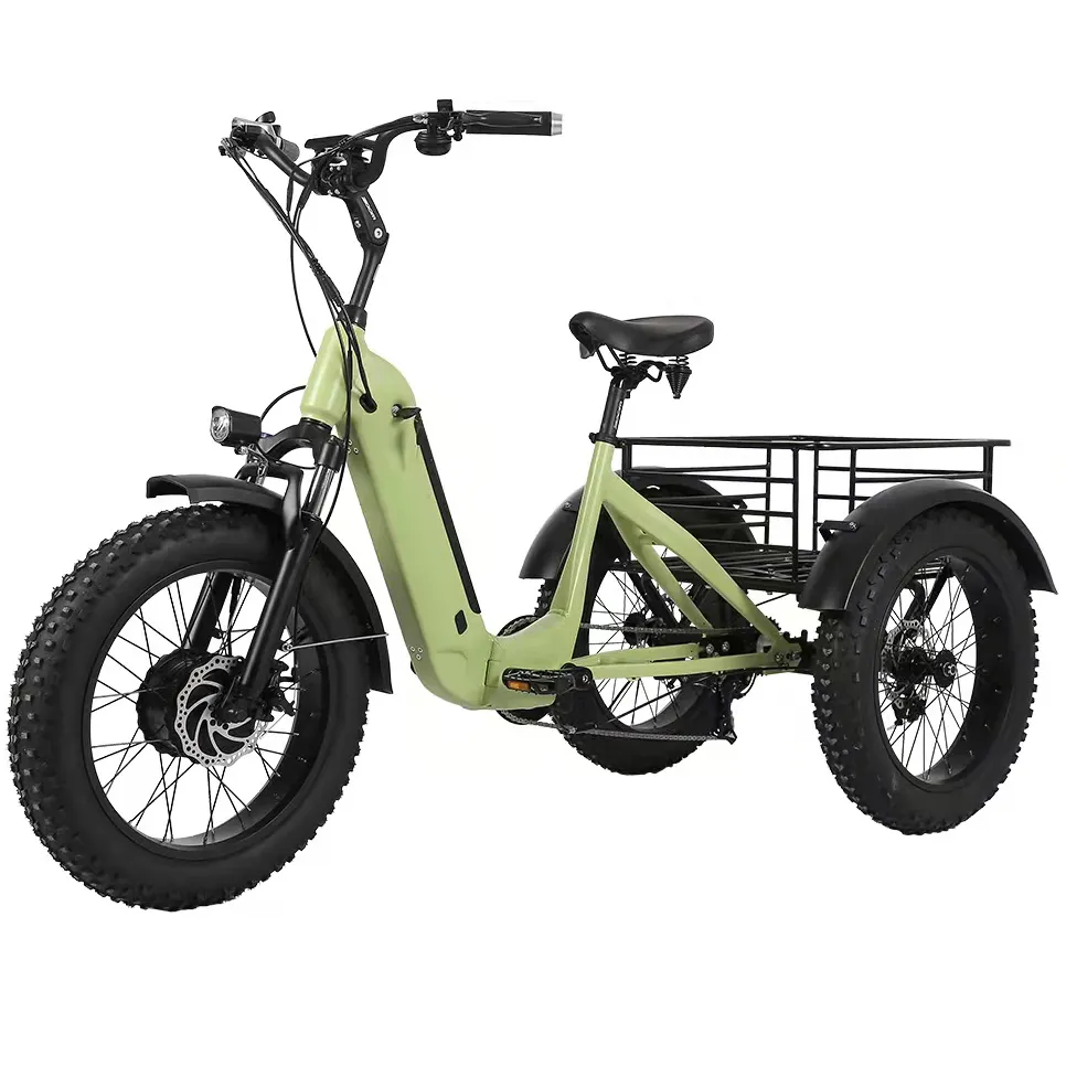 Joyebikes הנמכר ביותר שומן צמיג 3 גלגל חשמלי אופניים shimano 7 מהירות שלושה גלגלים למבוגרים מטען חשמלי תלת אופן אופניים