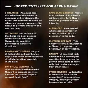Cápsulas nootrópicas Suplemento cerebral Alpha GPC, L Theanine & Bacopa Monnieri Concentración de enfoque Mejora la memoria Nootropics Cerebro