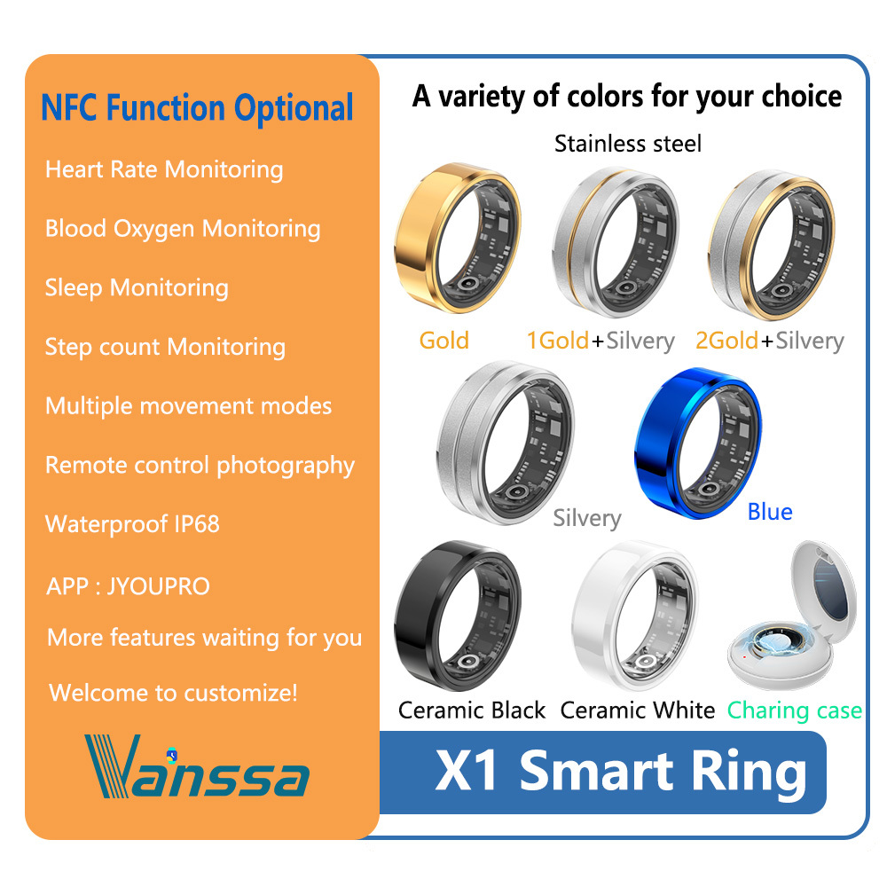 Anillo inteligente X1-nfc-sleep-health-sport-fitness con estuche de carga